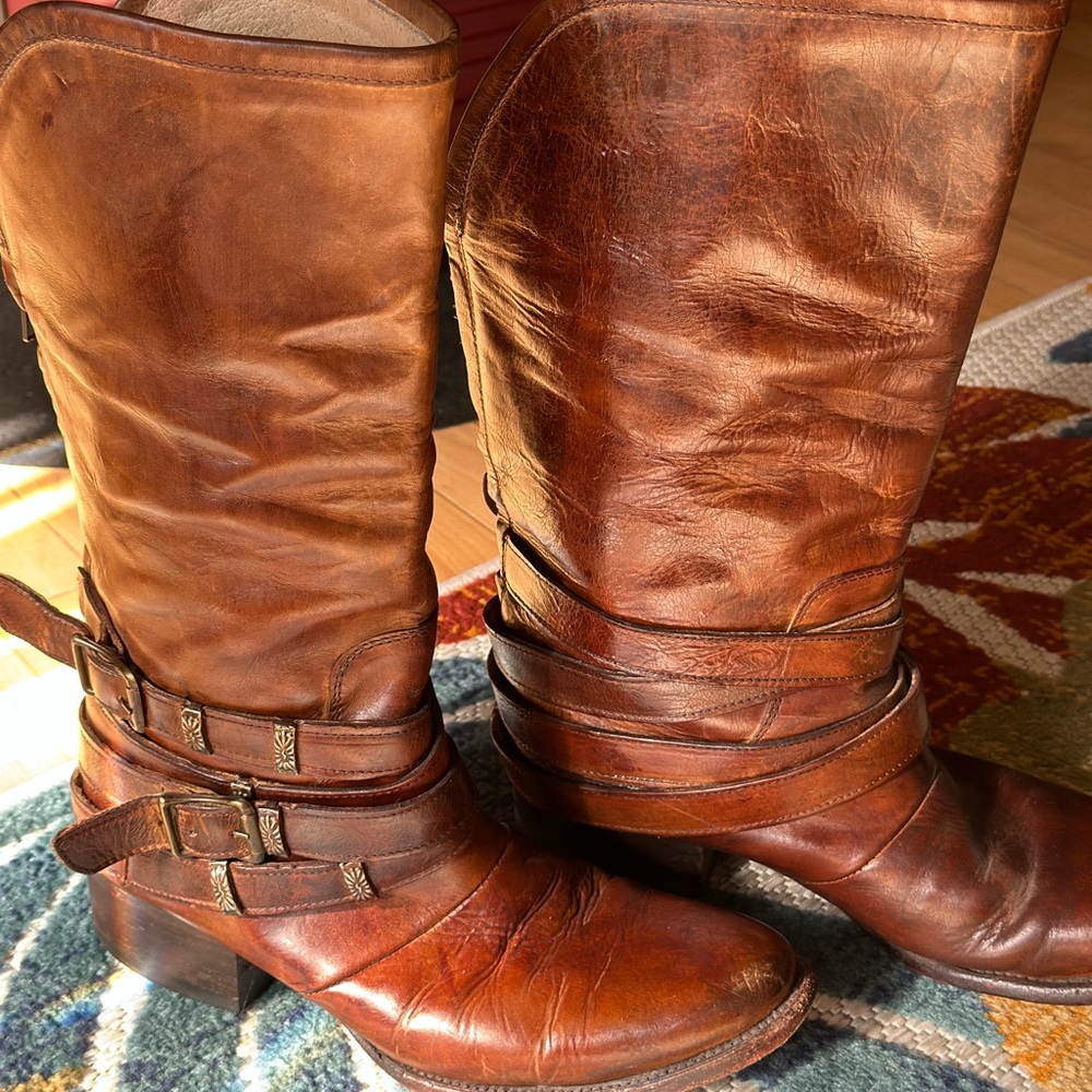 Freebird By Steven Drove  Women's 9 Leather Brown Mid Calf Western Moto Boot